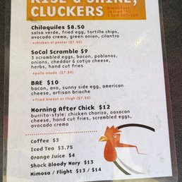 Weekend breakfast menu