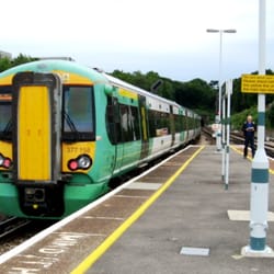 Southern Railway From Gatwick To Victoria - Southern Railway train leaving Hayward's Heath on the London to Brighton main line.