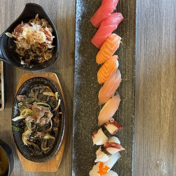 Sushi Tsunami - 2pc Nigiri: tuna, salmon, albacore, tako (octopus), and squid. Beef bulgogi and takoyaki. - Sushi Bars Near Me - Pleasant Hill, California Sushi Tsunami - 2pc Nigiri: tuna, salmon, albacore, tako (octopus), and squid. Beef bulgogi and takoyaki. - Sushi Bars Near Me - Pleasant Hill, California