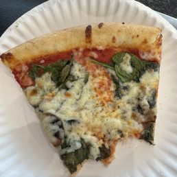 Check out my fresh spinach on this lovely slice Check out my fresh spinach on this lovely slice