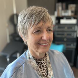 Conny's Studio - Hair cut and keratin around her face.