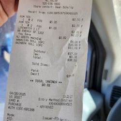Bashas' - Receipt