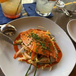 Halyards Restaurant - Teriyaki Glazed Salmon Belly, Whiskey Sour, Margarita