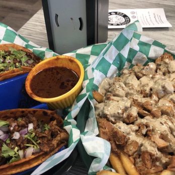 The Tattooed Pig - Beef birria tacos Cluck Fries - American Near Me - Aston, Pennsylvania The Tattooed Pig - Beef birria tacos Cluck Fries - American Near Me - Aston, Pennsylvania