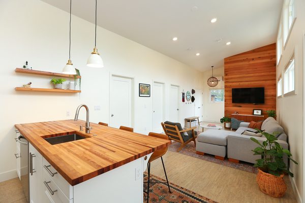 Photo of Greenhome Solutions - Seattle, WA, US. Madrone Butcher Block Countertop + Wicanders Cork Flooring - Shoreline, WA DADU by Targa Homes