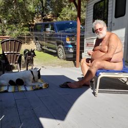Sequoians Clothes Free Club - Relaxing with my pups at The Sequoians Clothes Free Club.