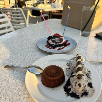 Orange Hill Restaurant & Events - Cafe con Leche and Anniversary dessert - Steakhouses Near Me - Orange, California