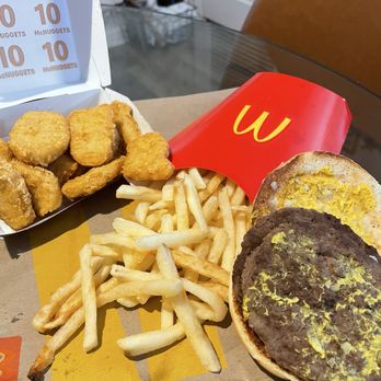 McDonald's - 10 piece chicken nuggets large fries and a double hamburger (mustard and onion only) - Burgers Near Me - Madison, Alabama McDonald's - 10 piece chicken nuggets large fries and a double hamburger (mustard and onion only) - Burgers Near Me - Madison, Alabama