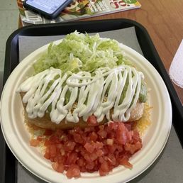 Chimichanga was packed full of rice and chicken-definitely two meals