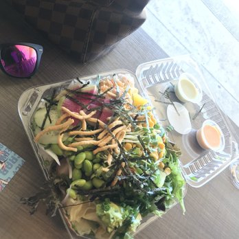 Ocean Poke - Half & Half large bowl house mayo drizzle with wasabi mayo, and spicy mayo on the side . - Poke Near Me - Murrieta, California Ocean Poke - Half & Half large bowl house mayo drizzle with wasabi mayo, and spicy mayo on the side . - Poke Near Me - Murrieta, California