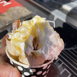 a hand holding an ice cream cone