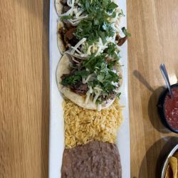 Burrito Parrilla Mexicana - Carol Stream - Three taco platter... One steak one Pastor and one Carnitas