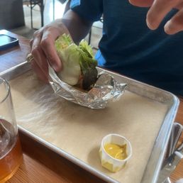 Veggie burger with iceberg wrap Veggie burger with iceberg wrap