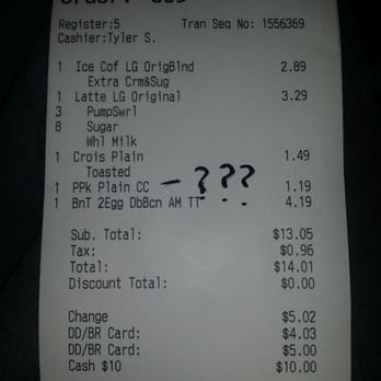 Dunkin' - The question marks are next to the additional charge that was unnecessary which I mentioned in my review. - Donuts Near Me - Hyde Park, New York