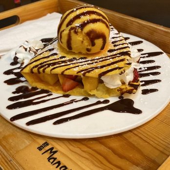 Mango Mango Dessert - Strawberry and mango Nutella crepe with mango ice cream - Desserts Near Me - Plano, Texas