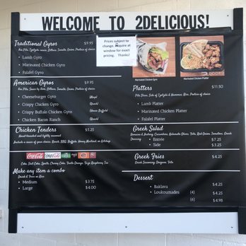 2Delicious - Drive Thru Menu - Greek Near Me - Dover, Pennsylvania