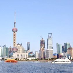 Global Travel - Huangpu River in Shanghai, China.