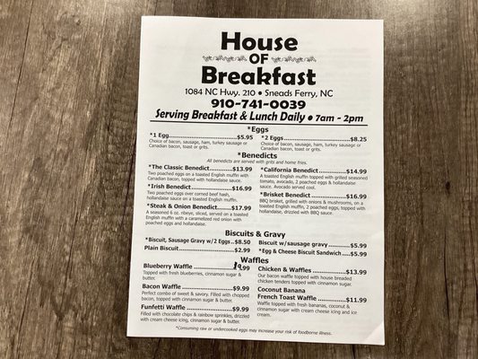 Menu photo 3 House of Breakfast Sneads Ferry, NC