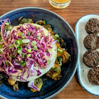 Unconventional Diner - Brussels Sprouts & Fried Eggs ($16) with Falafel ($4) - Breakfast & Brunch Near Me - Washington, DC, District of Columbia Unconventional Diner - Brussels Sprouts & Fried Eggs ($16) with Falafel ($4) - Breakfast & Brunch Near Me - Washington, DC, District of Columbia