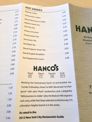 Menu photo 4 Hanco's Brooklyn, NY