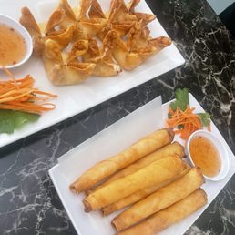 Shrimp Eggrolls and Crab Rangoon