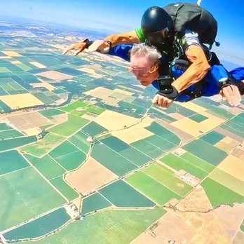 SkyDance SkyDiving - Dad with his instructor Ross, Living the dream! - Skydiving Near Me - Davis, California