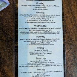 Specials menu