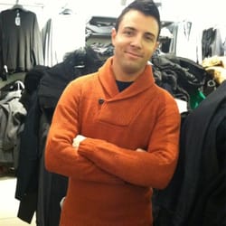 Seene modeling his sweater
