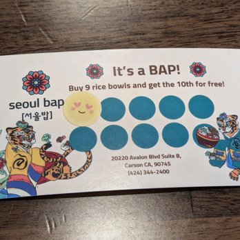 Seoul Bap - Stamp card - Korean Near Me - Carson, California