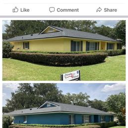 Before and after shots! (Yellow before and Sherwin Williams' Silken Peacock after) Before and after shots! (Yellow before and Sherwin Williams' Silken Peacock after)