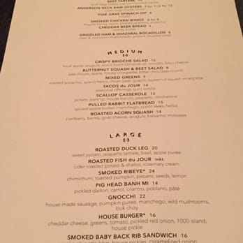 Vagabond - The menu in depth-so Pissed the sweetbreads weren't on it - New American Near Me - Richmond, Virginia