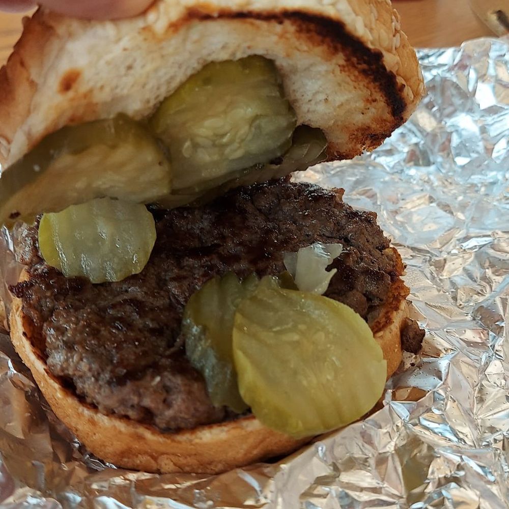 Five Guys - Little hamburger extra pickle - Burgers Near Me - Punta Gorda, Florida Five Guys - Little hamburger extra pickle - Burgers Near Me - Punta Gorda, Florida