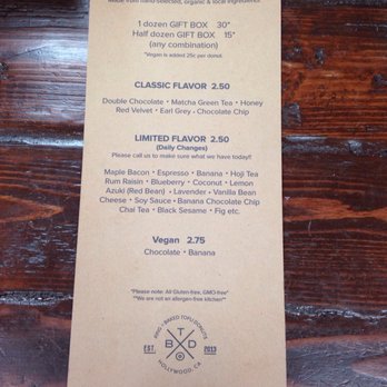 Ring Donuts - Menu from 7/23/2017 - Donuts Near Me - Los Angeles, California