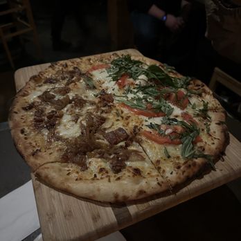 Alibi Room - Bacon Bleu & Caramelized Onions Pizza & Margherita Pizza - New American Near Me - Seattle, Washington Alibi Room - Bacon Bleu & Caramelized Onions Pizza & Margherita Pizza - New American Near Me - Seattle, Washington