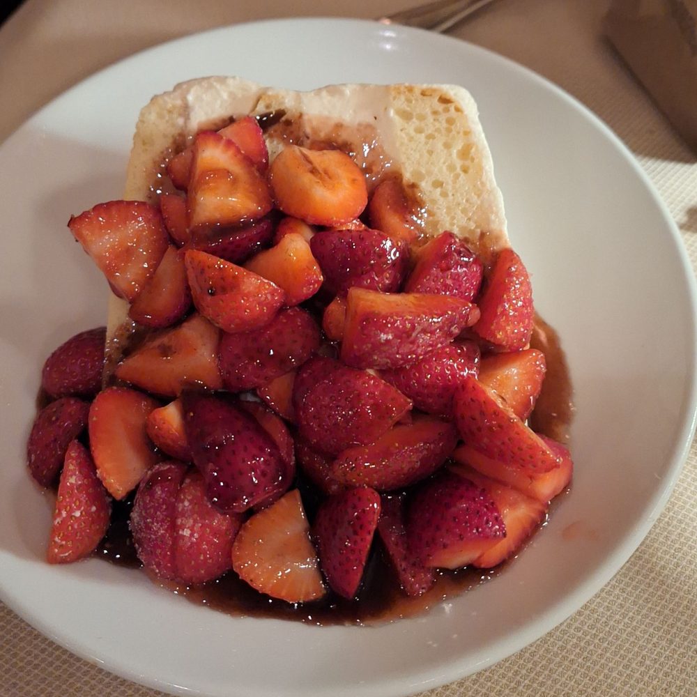Dutch's Daughter - Strawberry cake. Yes there's a white cake under there. Fresh delicious strawberries. - Seafood Near Me - Frederick, Maryland