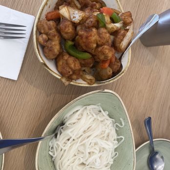 Thai Spoons - Steamed Rice Noodles, all stick together. Pad Ped Chicken - Thai Near Me - Sunnyvale, California