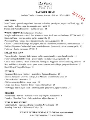 Menu photo 5 DaVinci Ristorante Salem, OR Menu photo 5 DaVinci Ristorante Salem, OR