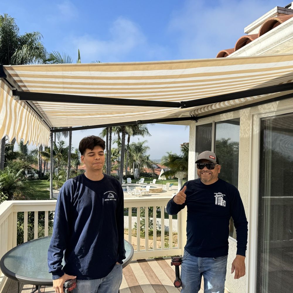 Sergio's Constrution & Demolition - Sergio and his son and my awning installed on the balcony of my home - Demolition Services Near Me Sergio's Constrution & Demolition - Sergio and his son and my awning installed on the balcony of my home - Demolition Services Near Me