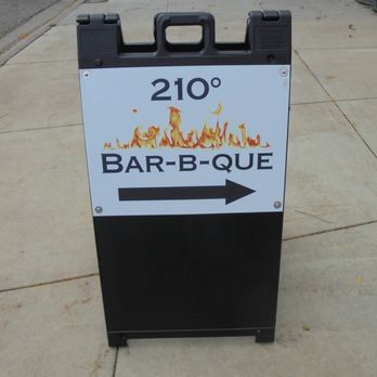 210 Bar-B-Que - Placard sign on the sidewalk - follow the arrow to the front door. - Barbeque Near Me - Bayport, Minnesota