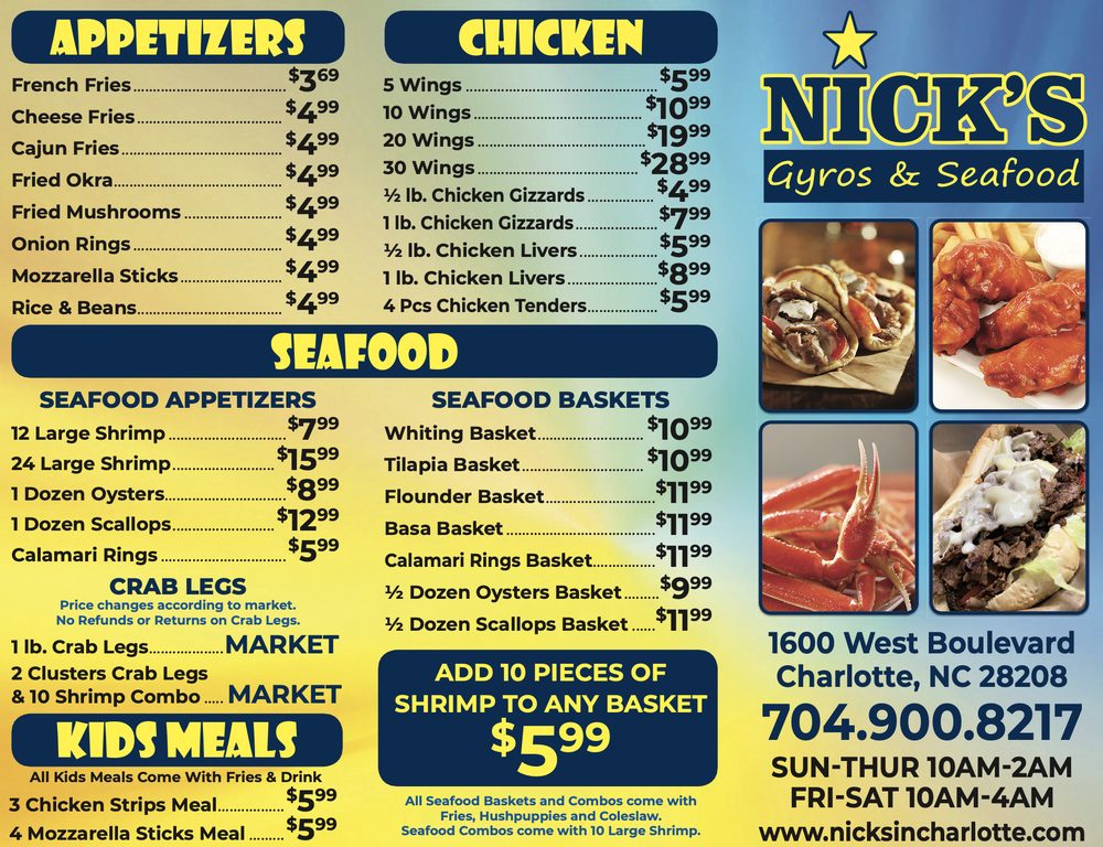 NICKS GYROS AND SEAFOOD 10 Photos 1600 W Blvd, Charlotte, NC Yelp