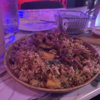 375 Social Kitchen - Pineapple Bacon fried rice with sesame chicken. - Asian Fusion Near Me - Universal City, Texas 375 Social Kitchen - Pineapple Bacon fried rice with sesame chicken. - Asian Fusion Near Me - Universal City, Texas