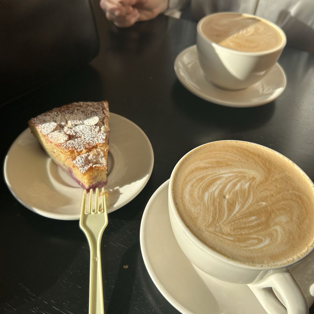 Blueberry olive oil cake and mole latte