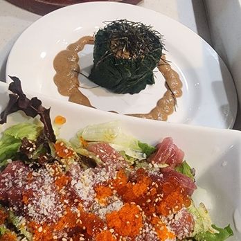 Sushi House - Sashimi salad,  spinach with sesame sauce,  tofu soup - Sushi Bars Near Me - Alameda, California