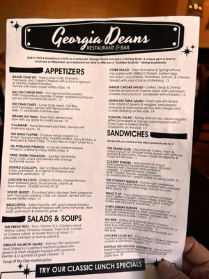 Menu photo 1 Georgia Deans Restaurant and Bar Williamston, NC