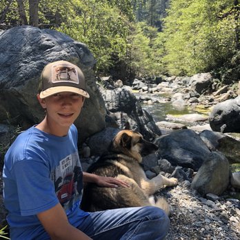Coffee Creek Ranch - Hanging by the river with trail dog Buddy - Horseback Riding Near Me - Trinity Center, California