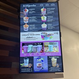 a menu on a large screen
