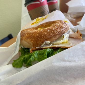 Big Apple Bagels - Tasty bagel with cream cheese and Turkey. Bagels are fresh, coffee is good... prices aren't to bad. This is the breakfast combo I needed!! - Bagels Near Me - San Marcos, California Big Apple Bagels - Tasty bagel with cream cheese and Turkey. Bagels are fresh, coffee is good... prices aren't to bad. This is the breakfast combo I needed!! - Bagels Near Me - San Marcos, California