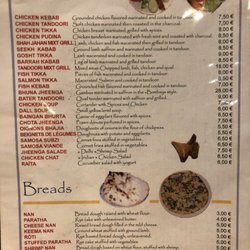 Menu as of August, 2019