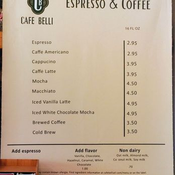 Cafe Belli - Coffee board. - Cafes Near Me - Atlanta, Georgia Cafe Belli - Coffee board. - Cafes Near Me - Atlanta, Georgia