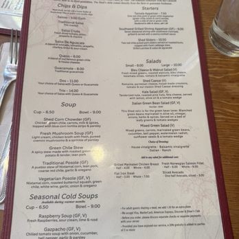 The Shed - Menu - New Mexican Cuisine Near Me - Santa Fe, New Mexico The Shed - Menu - New Mexican Cuisine Near Me - Santa Fe, New Mexico